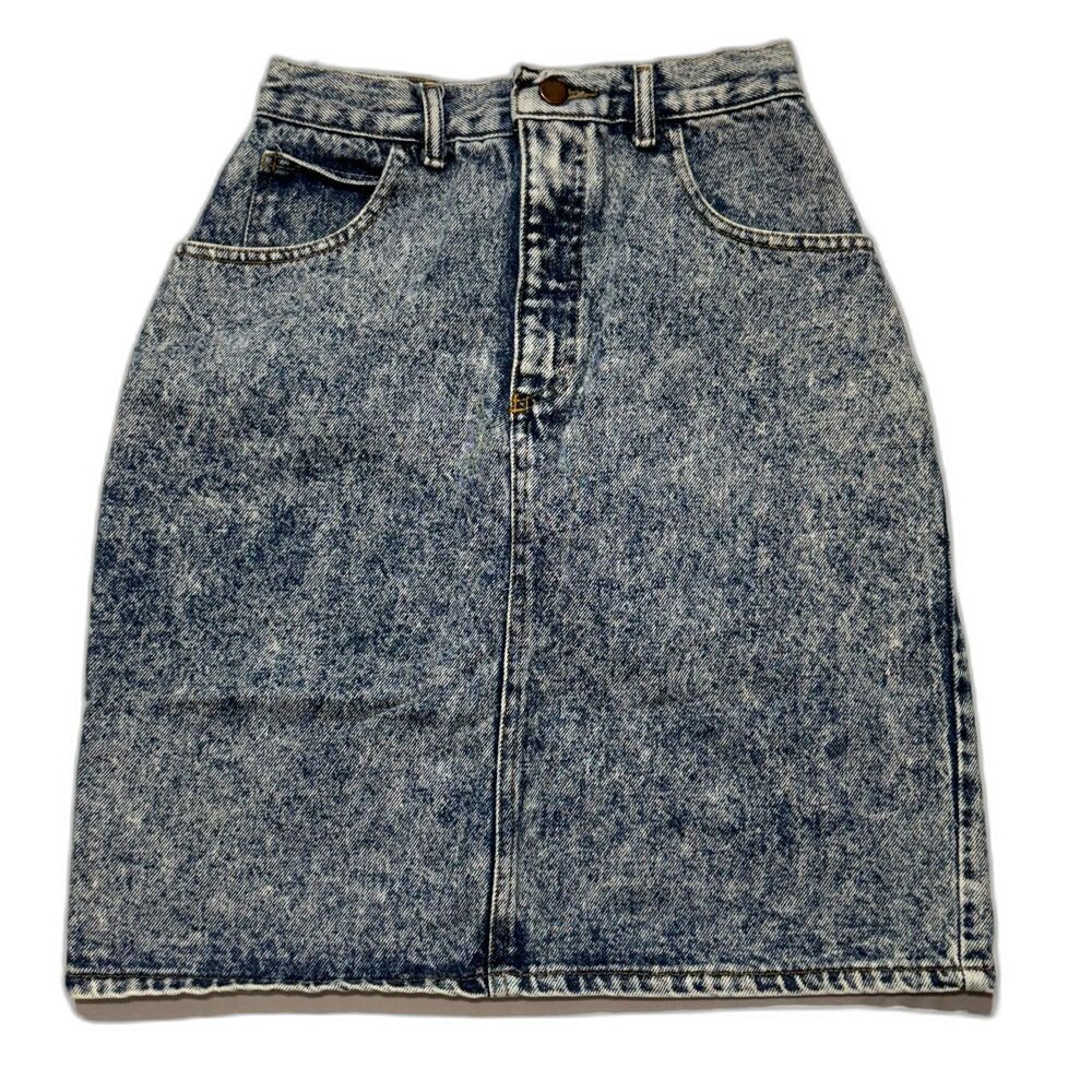 Vintage 80s/90s Brass Plum Nordstrom Acid Wash Denim Mini Skirt - High Waisted
